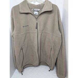 Columbia Fleece Jacket Full Zip Outdoor Warm Comfy Tan Mens Large‎